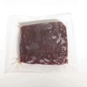 Bison flat iron steak in vacuum-sealed freezer pack